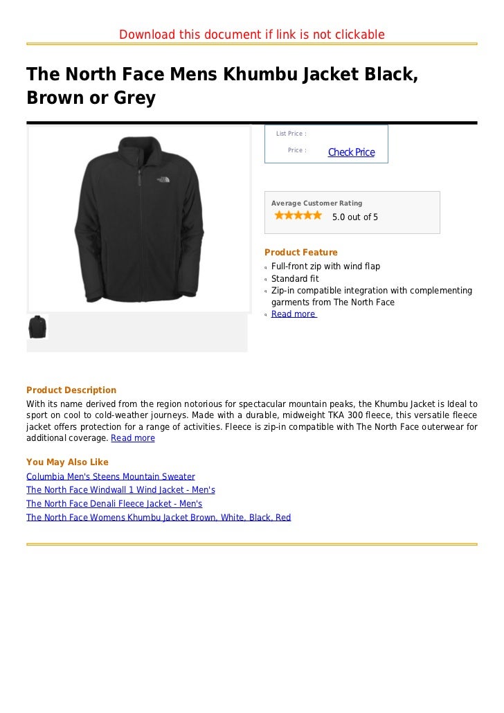 The North Face Mens Khumbu Jacket Black Brown Or Grey The North Face Mens Khumbu Jacket Black Brown Or Grey