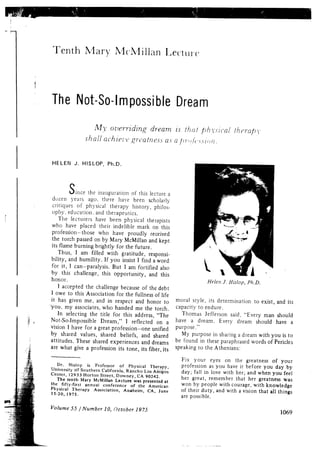 The not so impossible dream hislop