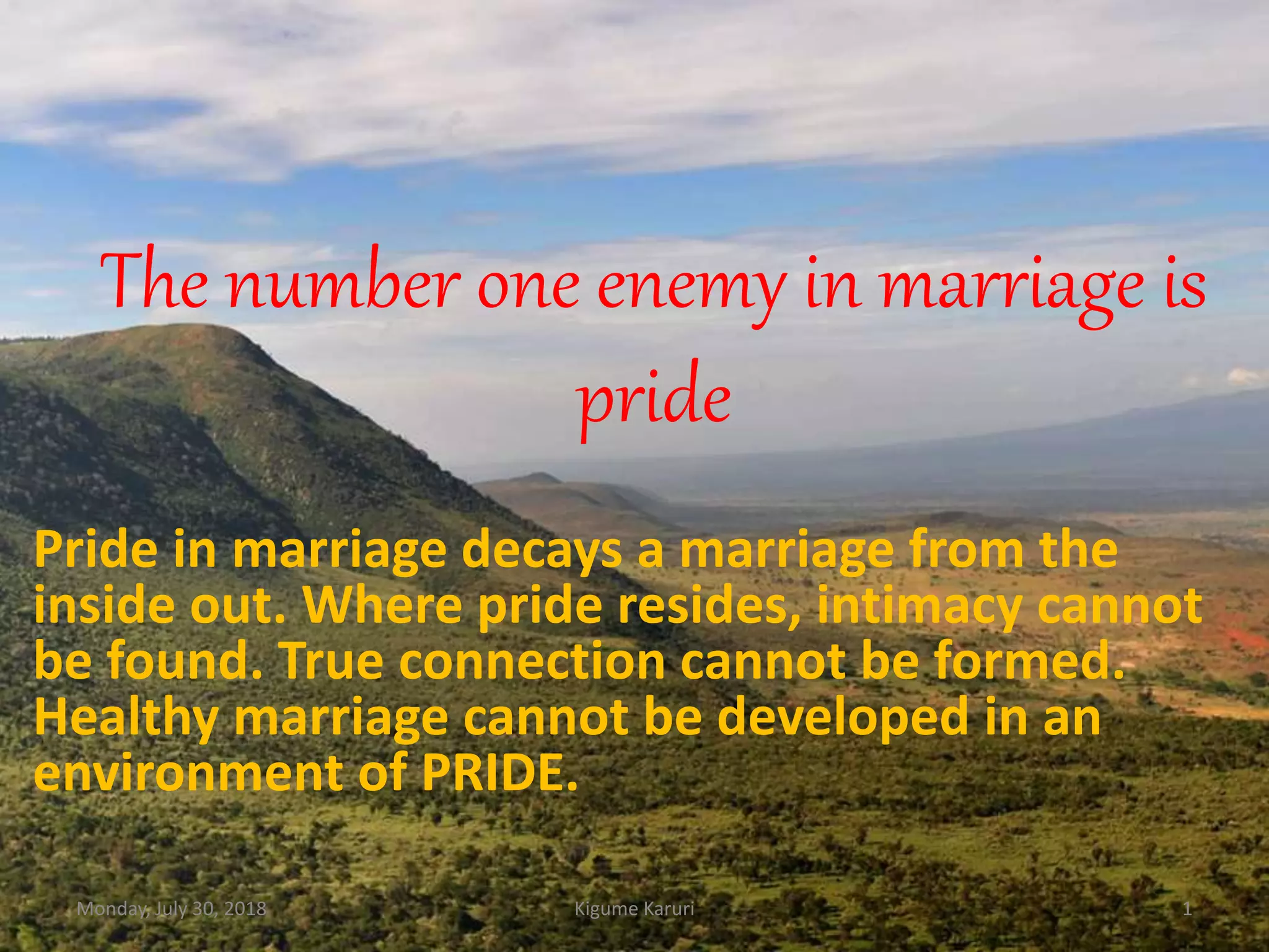 The Number One Enemy in Marriage is Pride | PPT