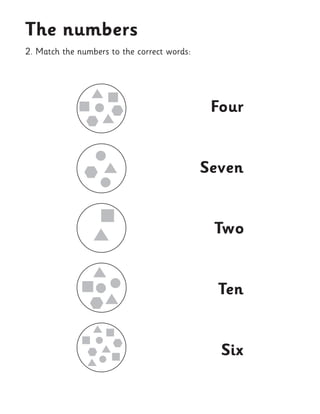 2. Match the numbers to the correct words: 
The numbers  