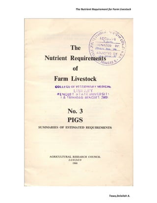 The Nutrient Requirements of Farm Livestock | PDF