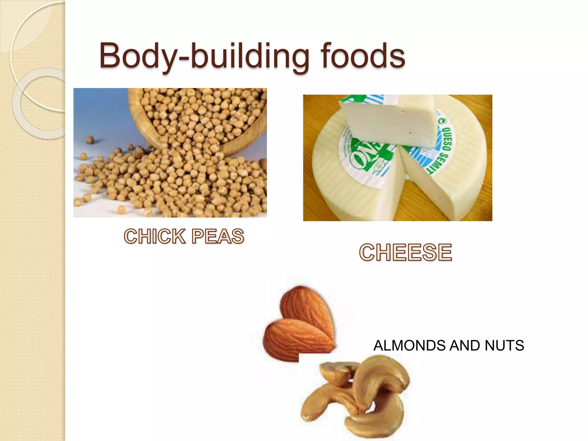 Body-building foods
ALMONDS AND NUTS
 