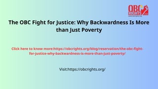 The OBC Fight for Justice: Why Backwardness Is More than Just Poverty ...