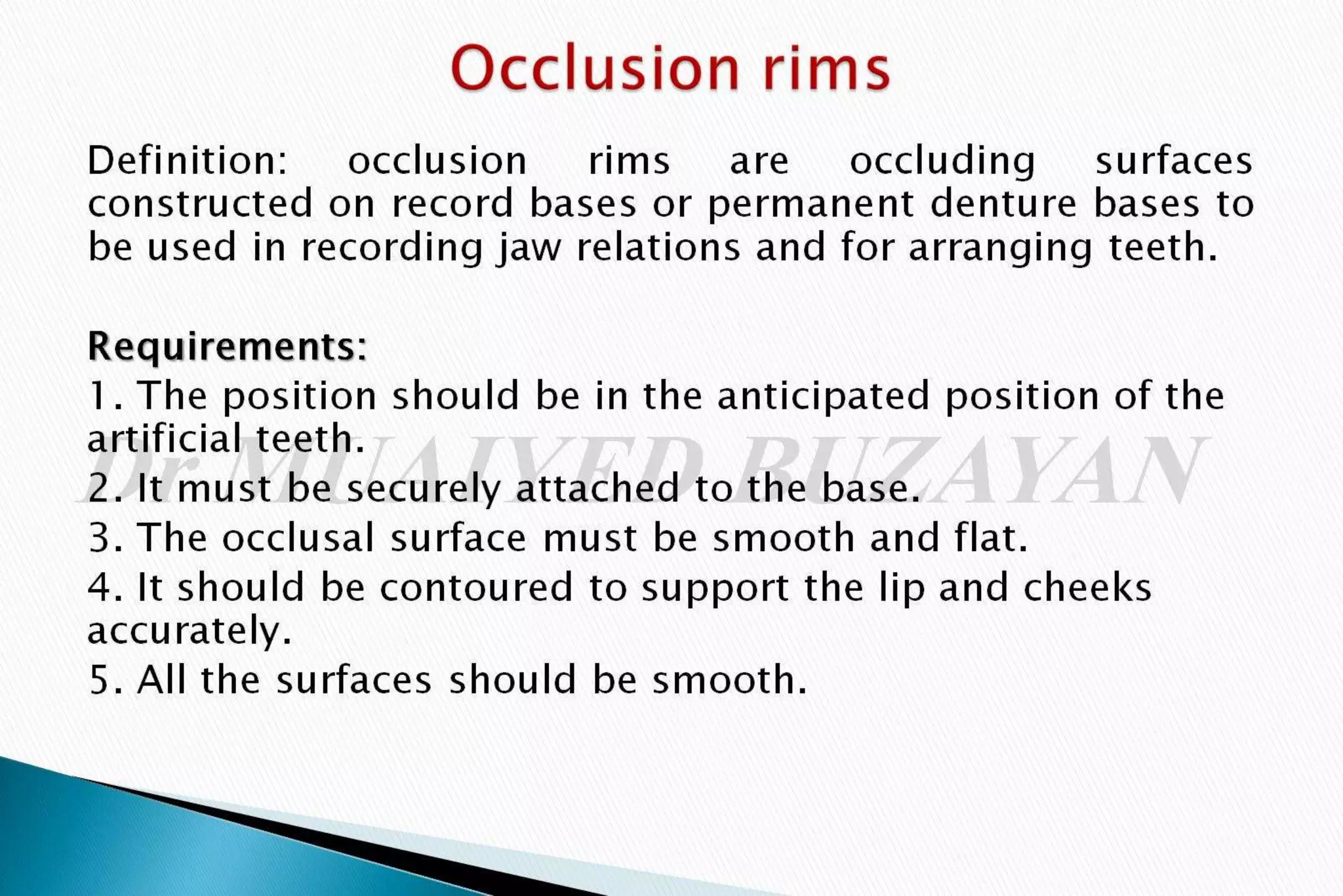 Occclusal Rims The occlusal rims and record | PPTX