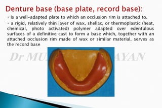 The occlusal rims and record