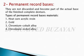 The occlusal rims and record
