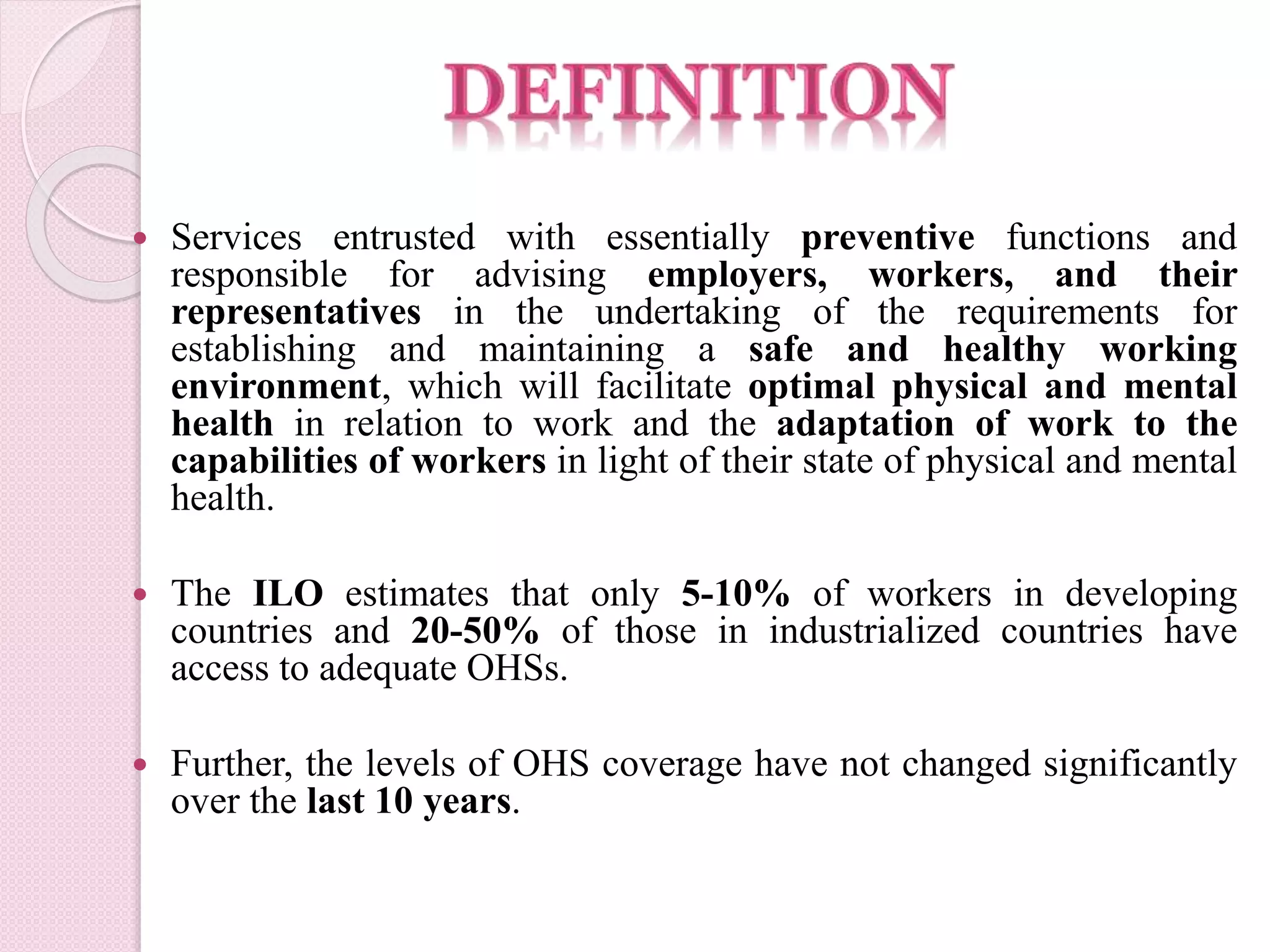 The occupational health services PPT