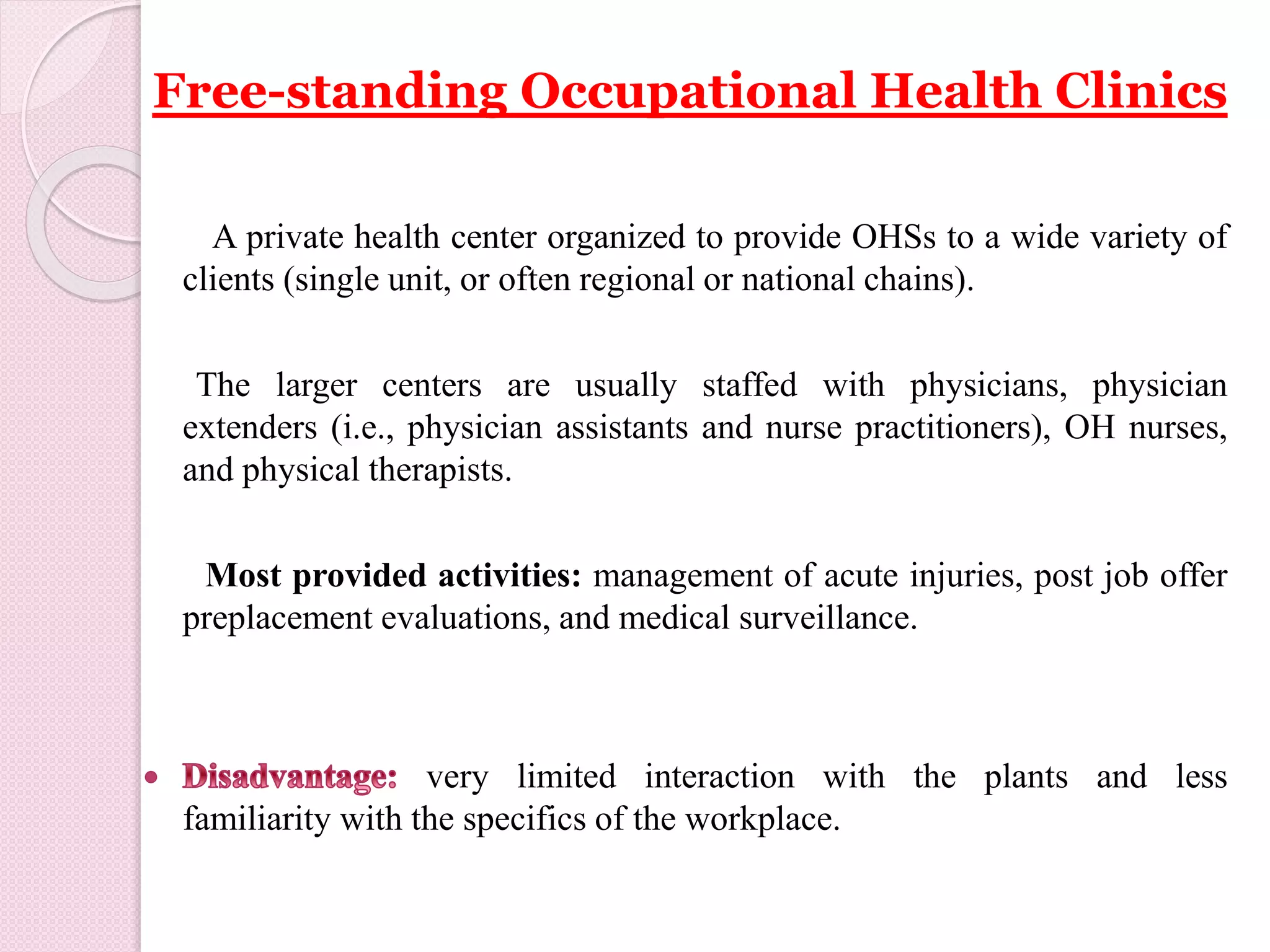 The occupational health services PPT