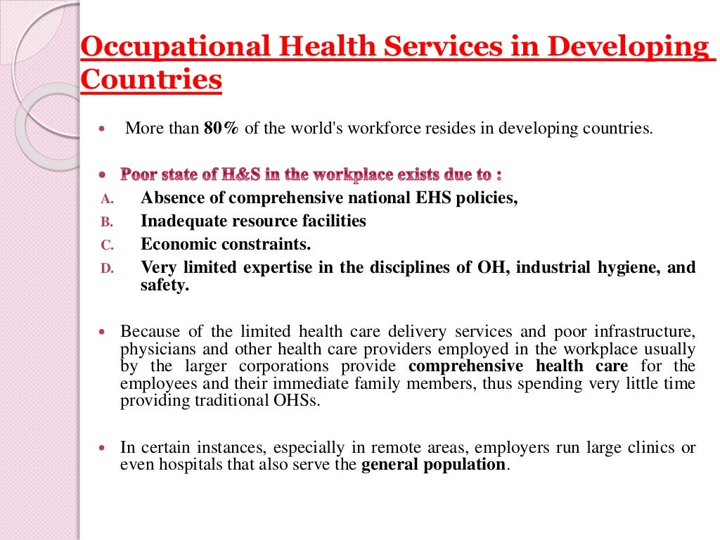 The occupational health services