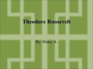 Theodore Roosevelt By: Haley A. 
