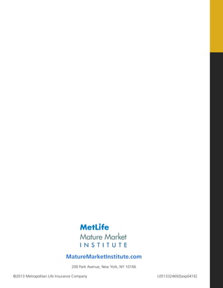 MatureMarketInstitute.com
200 Park Avenue, New York, NY 10166
©2013 Metropolitan Life Insurance Company

L0513324692[exp0416]

 