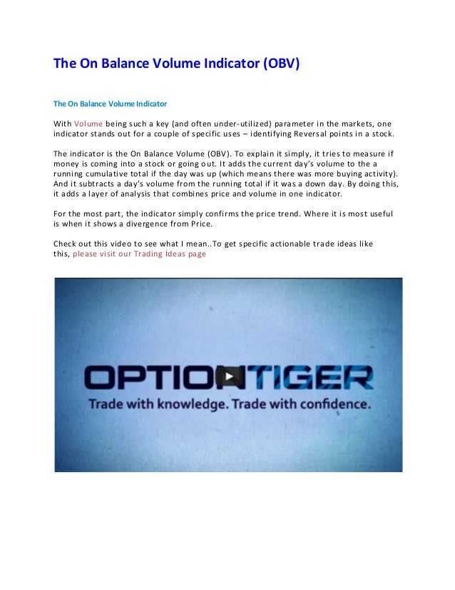 On balance volume trading system