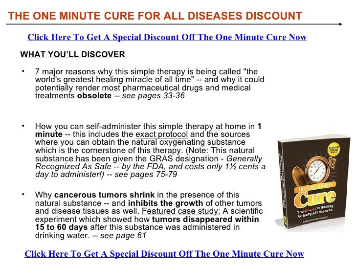 The One Minute Cure For All Diseases Discount