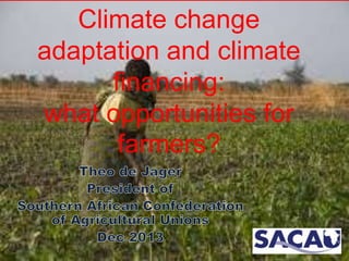 Climate change
adaptation and climate
financing:
what opportunities for
farmers?

 