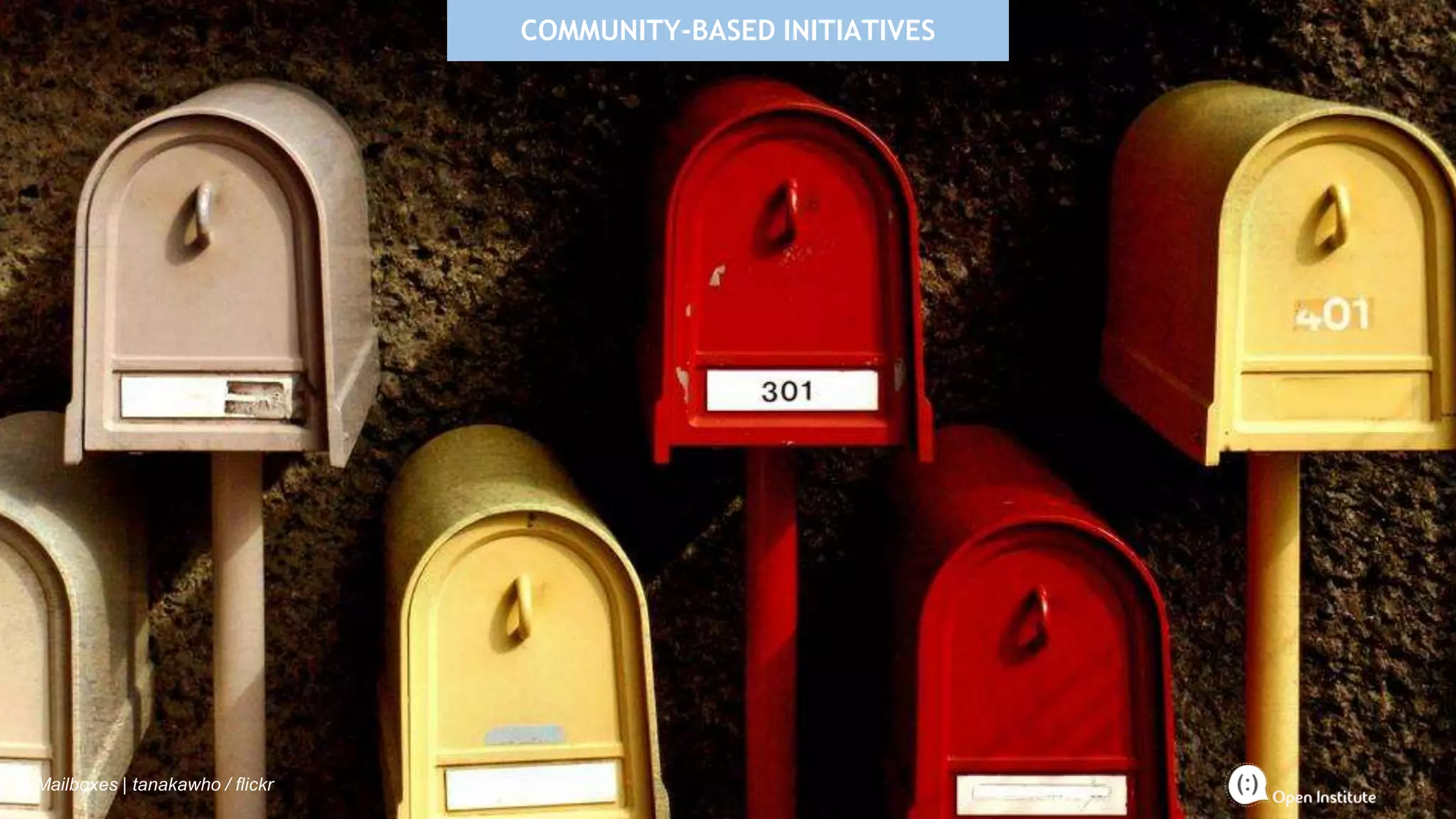 COMMUNITY-BASED INITIATIVES
Mailboxes | tanakawho / flickr
 