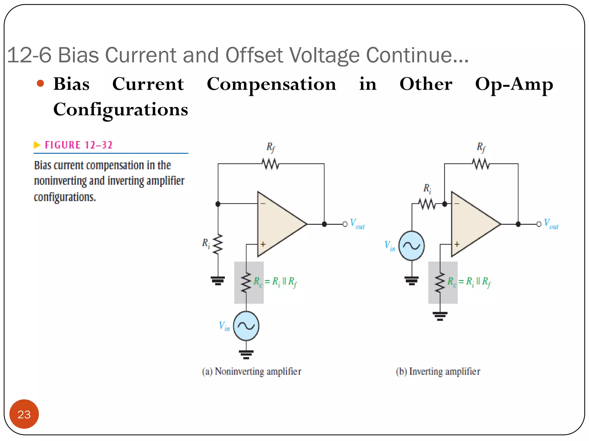 12-6 Bias Current and Offset Voltage Continue… 
BiasCurrentCompensationinOtherOp-AmpConfigurations23  
