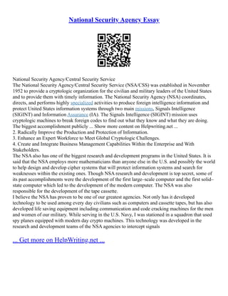 The Operations Of The National Security Agency | PDF