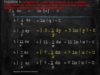 Basic Integral Ln Theorem 4 of basic fundamental of integral | PDF