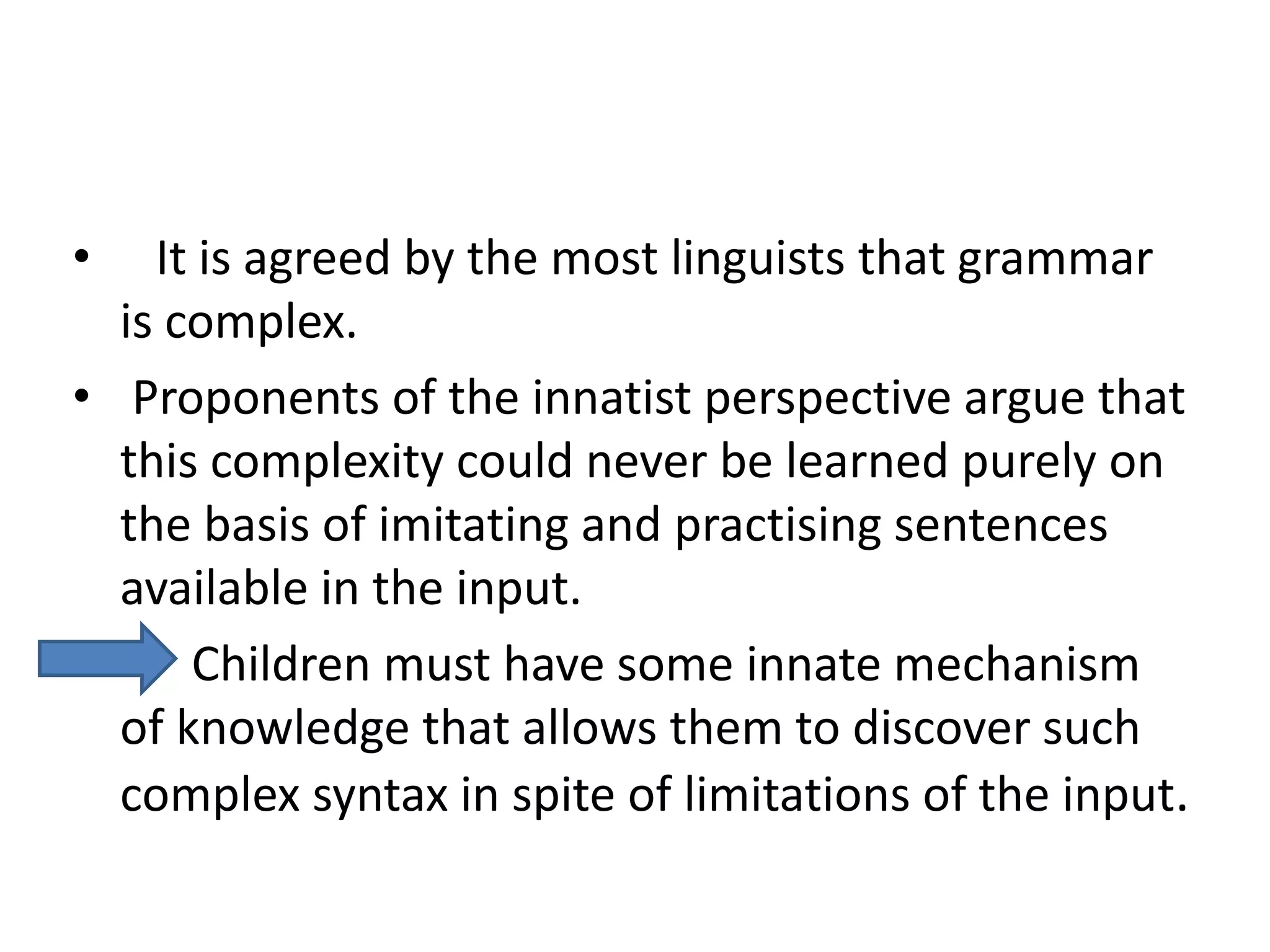 Theoretical approaches to first language aquisition | PPTX