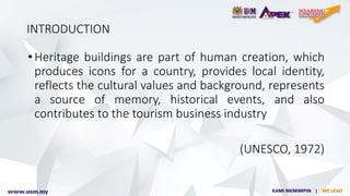 Theoretical assessment of factors influencing heritage buildings ...