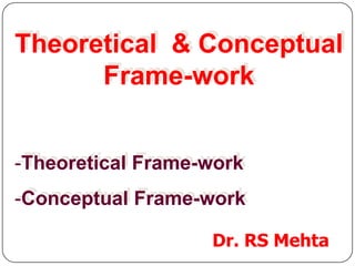 Theoretical & Conceptual
Frame-work
-Theoretical Frame-work

-Conceptual Frame-work
Dr. RS Mehta

 
