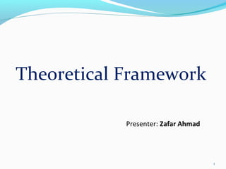 1
Theoretical Framework
Presenter: Zafar Ahmad
 