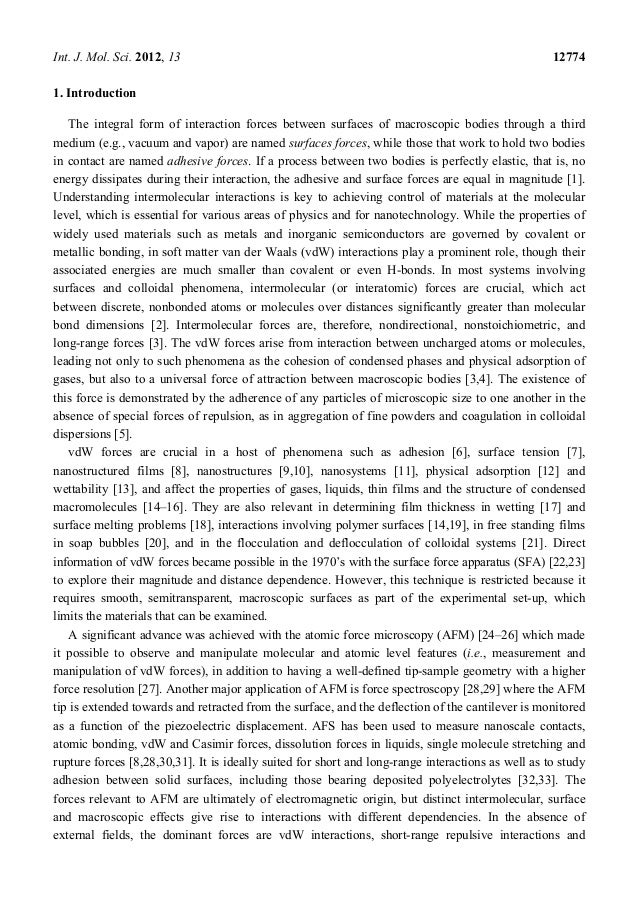 Examples Of A Thesis Statement For A Narrative Essay Theoretical Models For Surface Forces And Adhesion And Their Measurement Using Atomic Force Microscopy Ijms Analysis Essay Thesis Example also Proposal Argument Essay Topics Theoretical Models For Surface Forces And Adhesion And Their Measurem Examples Of Essay Papers
