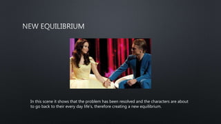In this scene it shows that the problem has been resolved and the characters are about
to go back to their every day life's, therefore creating a new equilibrium.
 