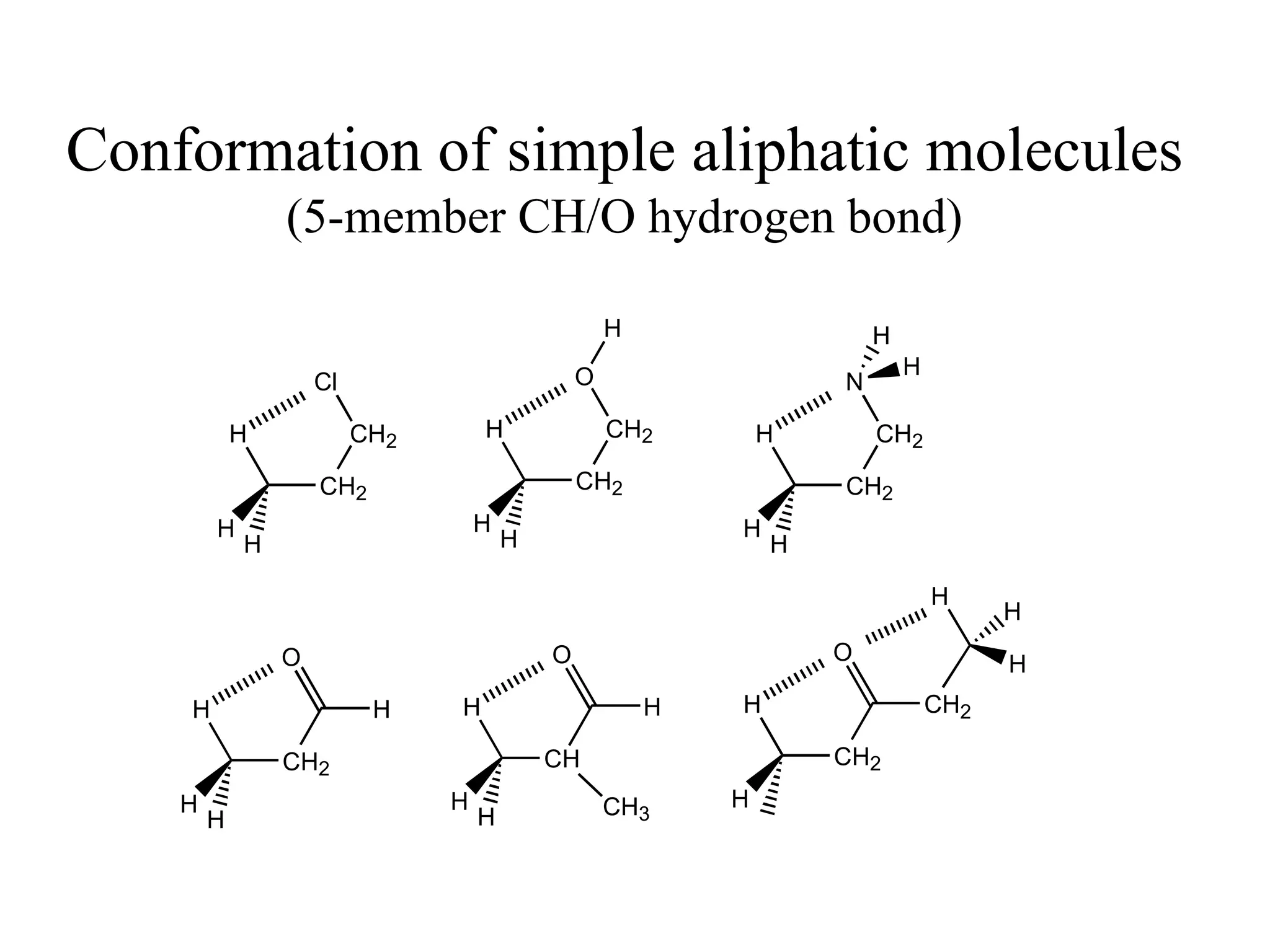 Conformation of simple aliphatic molecules (5-member CH/O hydrogen bond) 