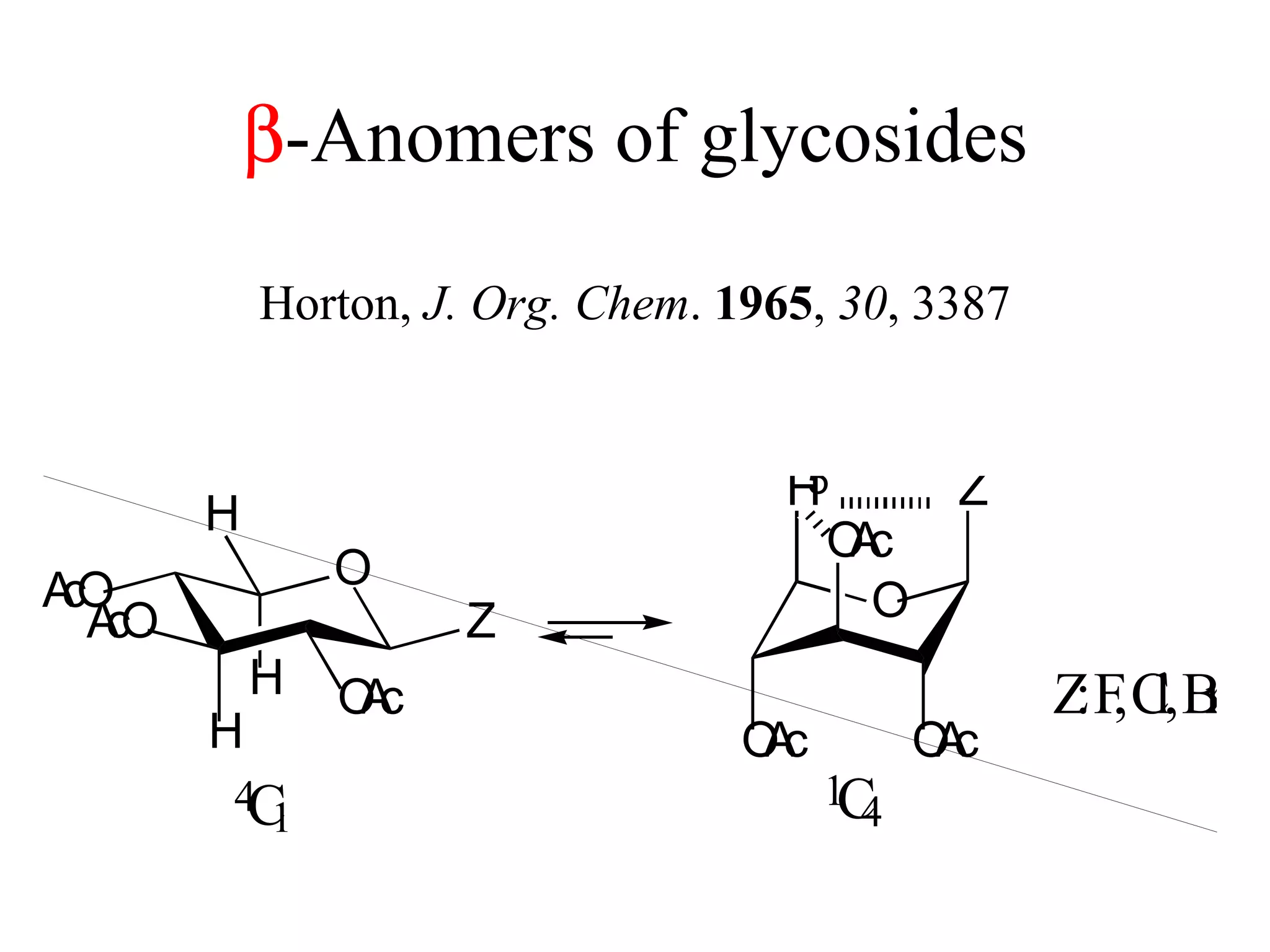  -Anomers of glycosides Horton,  J. Org. Chem .  1965 ,  30 , 3387 