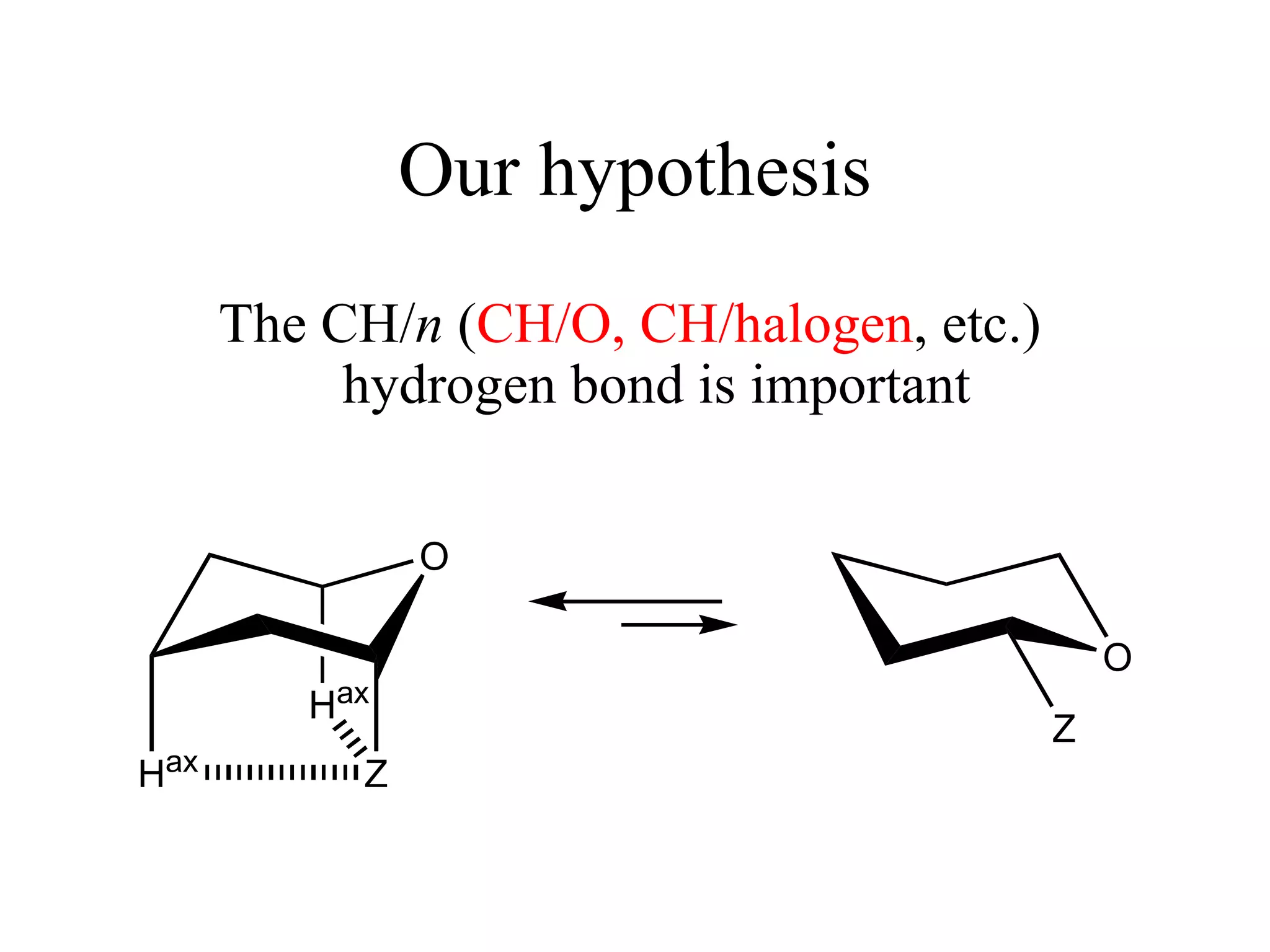 Our hypothesis The CH/ n  ( CH/O, CH/halogen , etc.) hydrogen bond is important   
