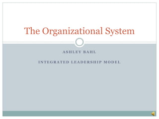 The Organizational System 
ASHLEY BAHL 
INTEGRATED LEADERSHIP MODEL 
 