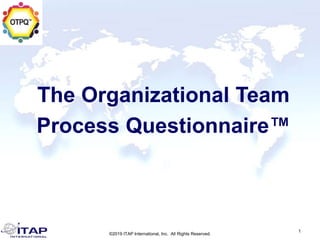 ©2019 ITAP International, Inc. All Rights Reserved.
1
The Organizational Team
Process Questionnaire™
 
