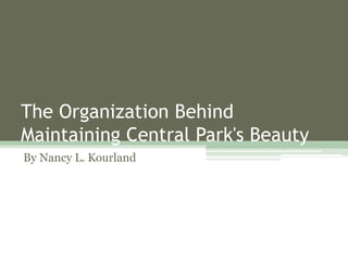 The Organization Behind
Maintaining Central Park's Beauty
By Nancy L. Kourland
 