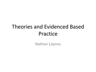 Theories and Evidenced Based
           Practice
         Nathan Loynes
 