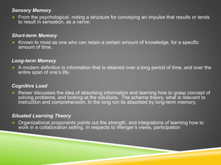Theories and models of learning instruction revised | PPTX