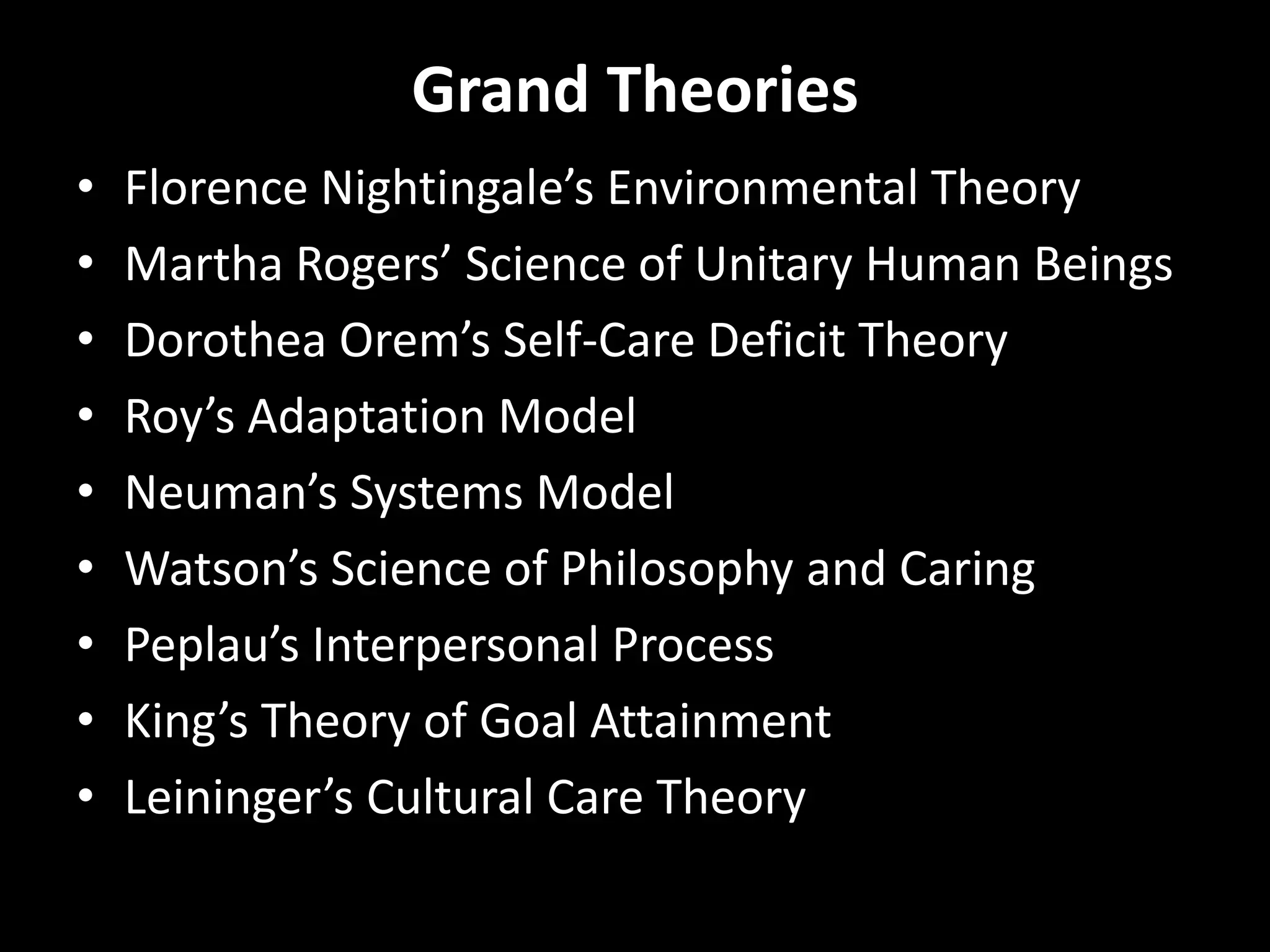 Grand Theory Examples Theories, frameworks, and concepts in nursing | PPTX