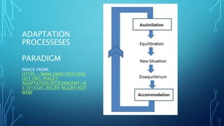 ADAPTATION
PROCESSESES
PARADIGM
IMAGE FROM:
HTTPS://WWW.SIMPLYPSYCHOL
OGY.ORG/PIAGET-
ADAPTATION.JPG?EZIMGFMT=R
S:391X585/RSCB9/NGCB9/NOT
WEBP
 