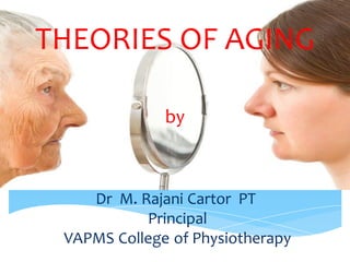 THEORIES OF AGING
by
Dr M. Rajani Cartor PT
Principal
VAPMS College of Physiotherapy
 