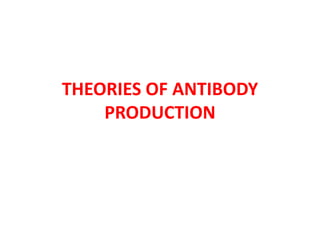 THEORIES OF ANTIBODY
PRODUCTION
 