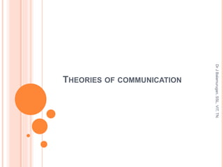 THEORIES OF COMMUNICATION
DrJBalamurugan,SSL,VIT,TN.
 