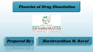 Theories of Drug Dissolution
Prepared By : Harshvardhan M. Raval
 