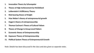 Knight Theory Example theories of Entrepreneurship with relevant examples | PPTX