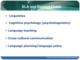 YOU CANNOT EXPECT DIFFERENT RESULTS IF YOU ALWAYS DO THE SAME.Theories of First and Second language Acquisition