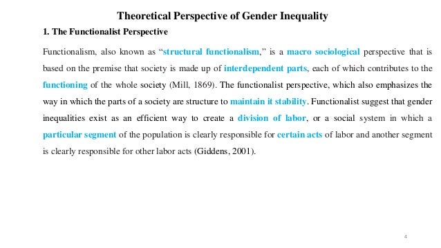 The functionalist view of gender stratification