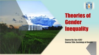 Theories of
Gender
Inequality
Course No: Soc-4207
Course Title: Sociology of Gender
1
 