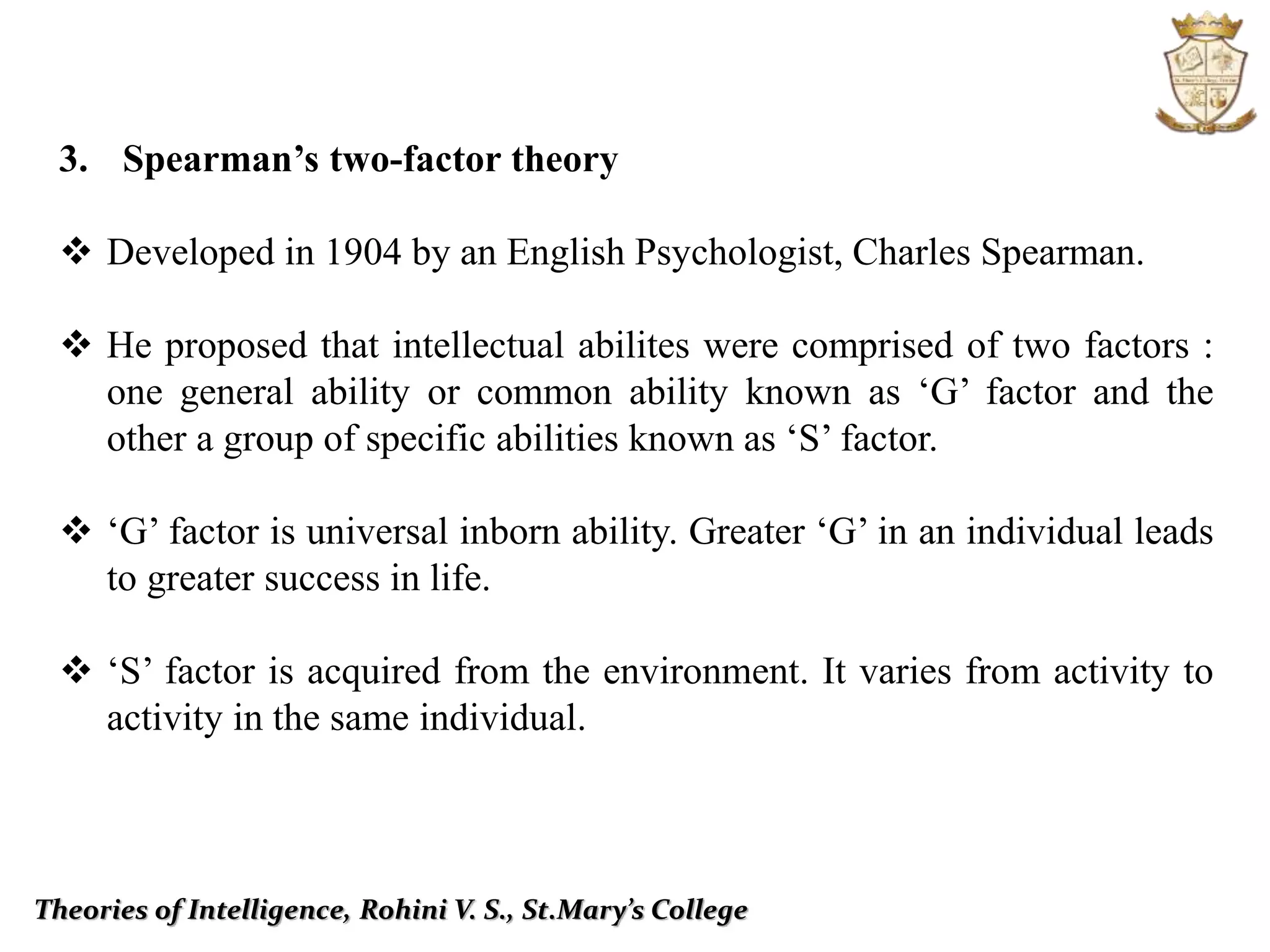 Psychology:Theories of Intelligence | PPTX