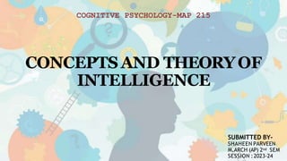 CONCEPTS AND THEORYOF
INTELLIGENCE
SUBMITTED BY-
SHAHEEN PARVEEN
M.ARCH (AP) 2nd SEM
SESSION :2023-24
COGNITIVE PSYCHOLOGY-MAP 215
 