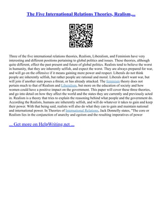 Theories Of International Relations | PDF