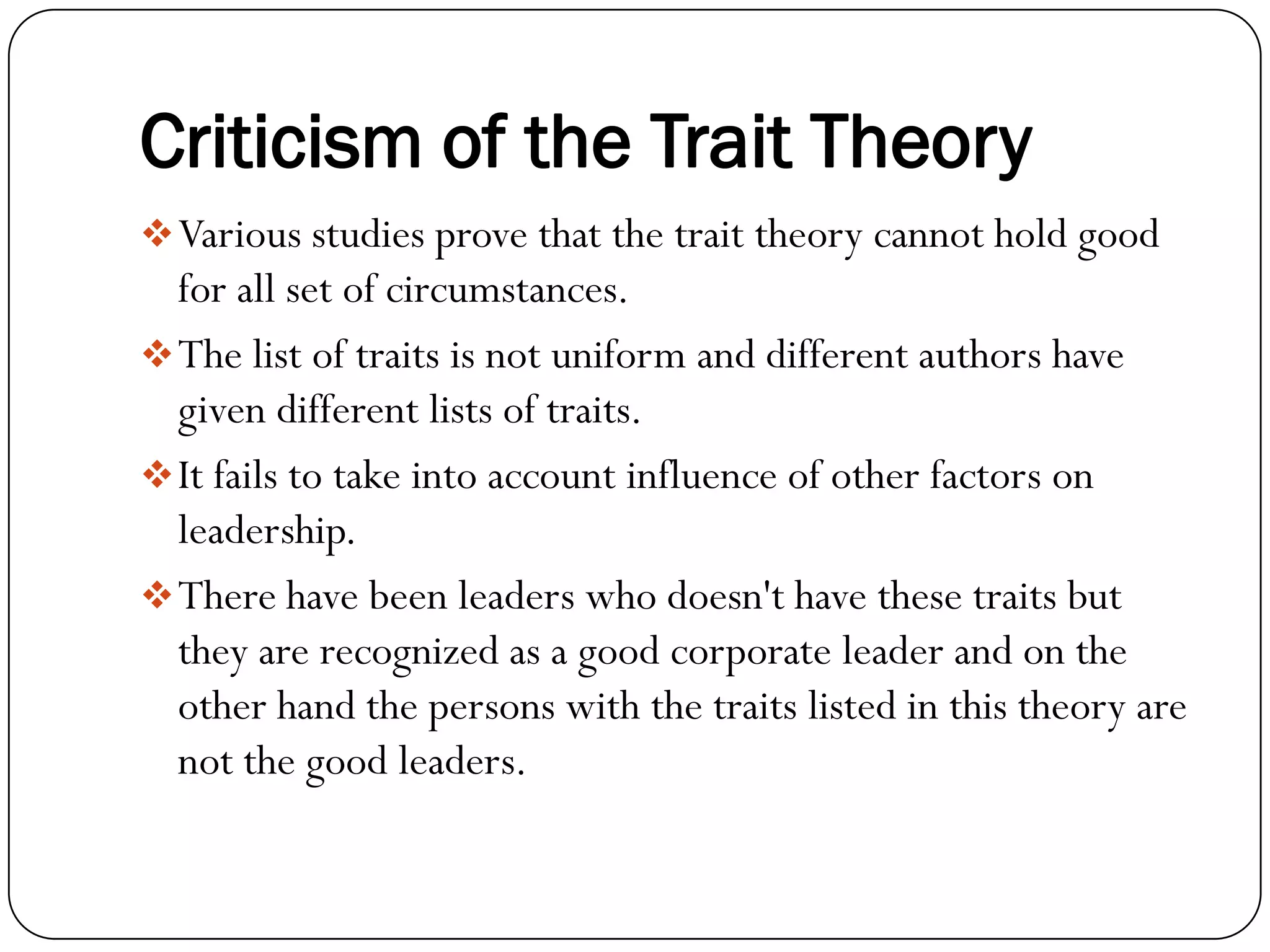 Given Trait Theories of leadership | PPTX